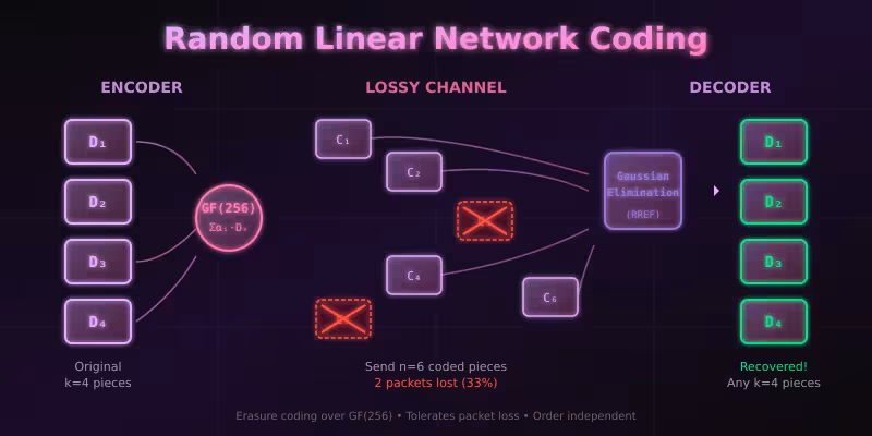 RLNC erasure coding visualization